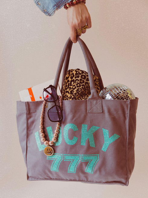 Canvas Bag Lucky 777 Jade Glitter - Grey
